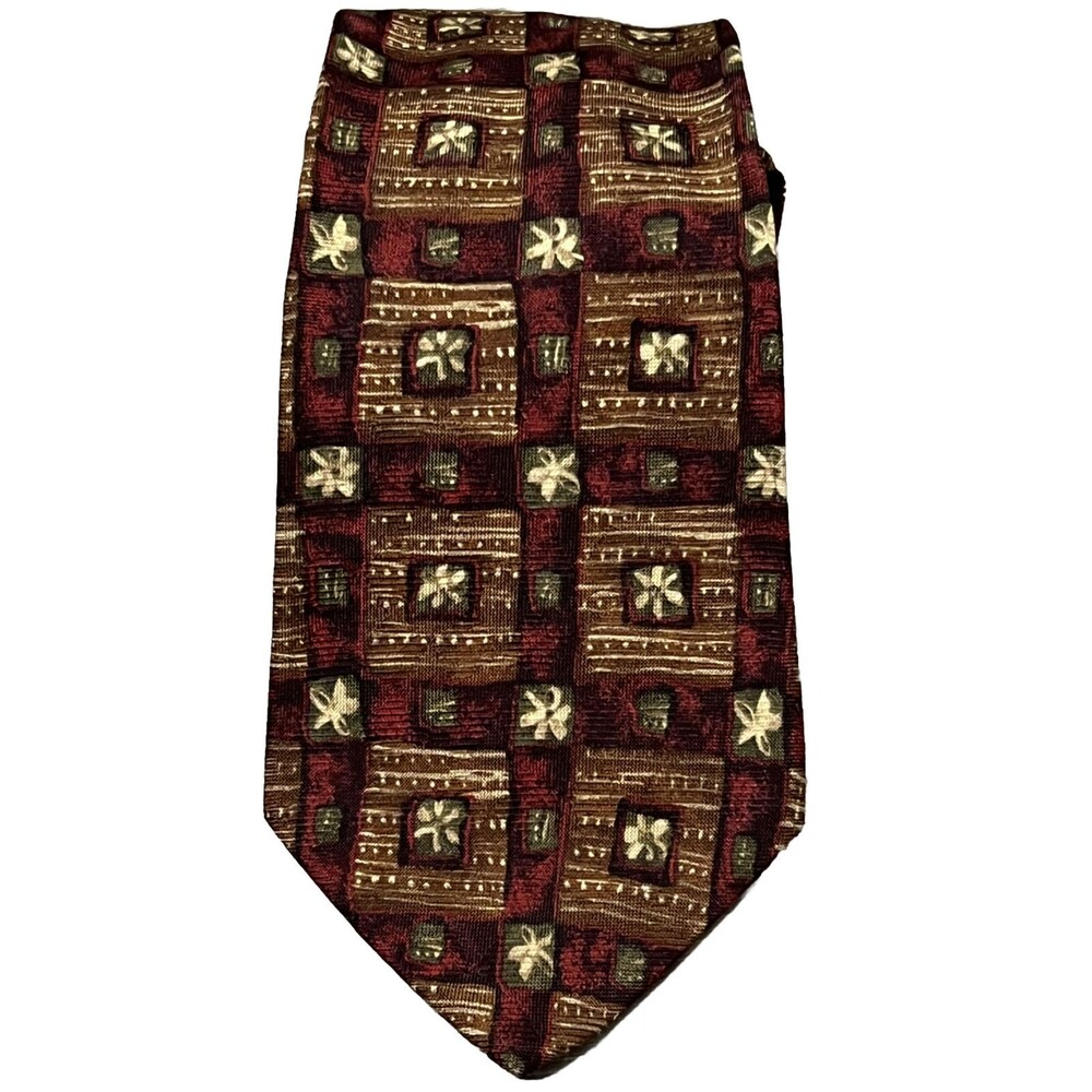 Chaps Ralph Lauren Tie Vintage 100% Silk Burgundy Red Necktie Made in USA‎ 58x4